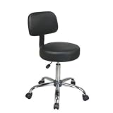 Office Star Chrome Finish Doctor Dental Stool with Vinyl Seat and Back