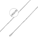 14K Solid White Gold Rope Baguette Chain Neckace 2mm (5/64) 22