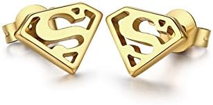 Jewel 4U Superman 18K Gold Plated Stud Earrings Stainless Steel Superman S Logo Triangle Geometric Stud Earrings