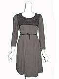 VELVET Tie Waist Lace Dress in Charcoal