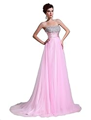 Strapless Empire   Waistline Floor Length Beaded Polyester/Tulle/Viscose Evening Dress  with a Brush/Sweep Train 