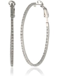 Sterling Silver Cubic Zirconia Large Round Hoop Earrings