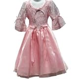 Pink Organza Dress with Lace and Embroidery (Size 4T - 8 years)