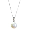 Wundersch�ner 925 Sterling Silber S��wasser-Perlen Damen - Anh�nger + Kette Wei� 10.0mm