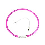 Artempo USB Rechargeable Flashing Necklace for Dogs, Splash Proof, Fit a 13" to 24" Dog Neck-70cm Long, Color Pink