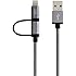 [Apple MFi Certified] 2-in-1 Lightning to USB Data Sync Charge Cable, Lightning Micro USB 2-in-1 Cable for iPhone 6 6S 6Plus iPad Air mini Samsung & More,Gray Color,1.2M/4ft.