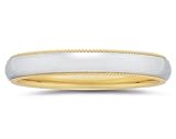 4 mm Two Toned Yellow Milgrain Edge Comfort-Fit Men's Wedding Band in 14k Two-Tone Gold