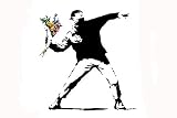 LAMINATED Banksy Flower Thrower Mini Poster Measures 24 x 17 (61 x 43 cm)