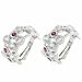 Sterling Silver Clear & Red CZ Half Hoop title=