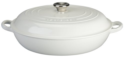 Le Creuset Enameled Cast-Iron 3-1/2-Quart Braiser, White
