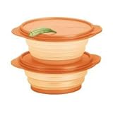 Tupperware 2 Pc FlatOut 4-Cup Container Set. Orange