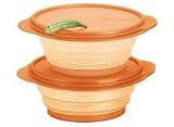 Tupperware 2 Pc FlatOut 4-Cup Container Set. Orange