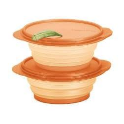 Tupperware 2 Pc FlatOut 4-Cup Container Set. Orange by Tupperware