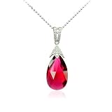Ruby Red Large Teardrop Crystal Necklace Used Swarovski Crystals