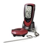 Kitchen & Housewares : Oregon Scientific Talking Wireless BBQ/Oven Thermometer - Red/ Black
