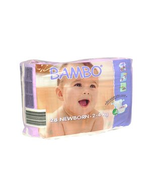 BAMBO® Baby Diapers - Size 1 - Newborn - Fits 4.4 to 8.8 lbs - 28 Count (Pack of 4)