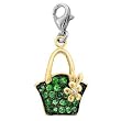 14K Two-Tone Gold Tsavorite Tote Bag Charm with Diamond Accents