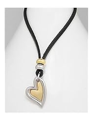 Black Heart Leather Necklace In White Base