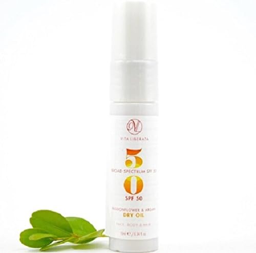 Vita Liberta Broad Spectrum SPF 50 Passionflower & Argan Dry Oil Travel Size 0.34 Oz