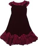 : Biscotti *Ruffled Roses* Burgundy S/S Dress