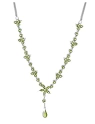 Sterling Silver 6.15 CTW Peridot Women Necklace. Length 18 in. Total Item weight 13.7 g.
