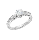 Sterling Silver Rhodium Engagement Ring with Clear CZ - Size: 5-9