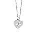 Sterling Silver Two-Piece Pendant with Heart and Diamond Charm, 18