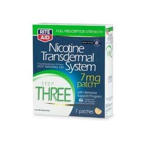 RITE AID NICOTINE TRANSDERMAL OPAQUE 7 MG PATCH STEP 3 ONE WEEK SUPPLY