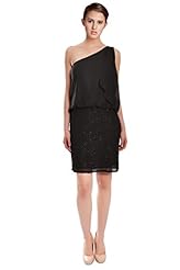 Polyester/Silk Cocktail One Shoulder Beaded  Dress