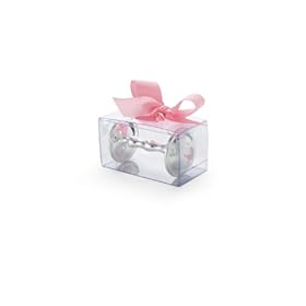  Mud Pie Baby Girl Silver Plate Rattle, Pink Carriage