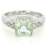 Image of 9K White Gold 1.794ct Green Amethyst & White Topaz Ring - Size N