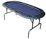 73 Inch Foldable Texas Holdem Poker Table with Legs - Blue