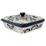 Ceramic casserole, 'Starlight Cross' (square)