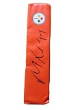 Mike Wallace Autographed Pittsburgh Steelers Logo Football End Zone Pylon, Proof Photo of Mike Signing for Us.