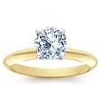 1.00 Carat G/I1 Round Certified Diamond Solitaire Engagement Ring in 18ct Solid Yellow Gold