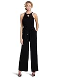 Donna Morgan Women's Jumpsuit With Tie Belt, Black, 12