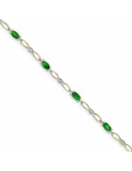 1.4 Carat 14K Gold Diamond and Emerald Bracelet