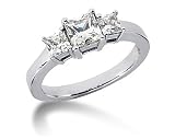 0.54CTW Classic Princess Three Stone Ring in 18k White Gold