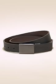 Coated Leather Rectangular Plaque Buckle Reversible Belt