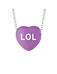 Sterling Silver 12mm Purple enamel Sweethearts LOL Heart Pendant