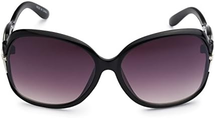 Eason Eyewear Women's Fashion Metal and Plastic Square Sunglasses 62 mm Black/Grey