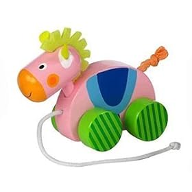 Pull along small wooden horse