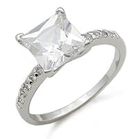 CZ Engagement Rings - Elegant Princess Cut 2.50 Carat CZ Engagement Ring