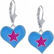 .925 Sterling Silver Blue-Pink Star Heart Earrings