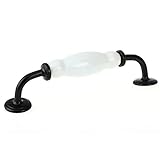 FLOVEME　プルハンドル　引出しドアハンドル　食器棚クローゼット 引き出し　キャビネット　食器棚　セラミックノブ　プル　ノブ　128mm　取っ手 取手　ねじ付き (ホワイト)