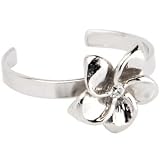 Sterling Silver 925 Cubic Zirconia FLOWER BLOOM Toe Ring