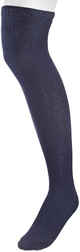 Men's Classical Flat Over the Knee Extra Soft Cotton Knit Dress Socks - Navy (Size 9-11)