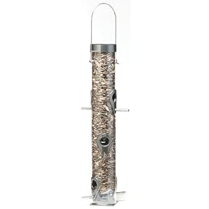 Droll Yankees A6F 16-Inch Pewter 6 Port Sunflower Tubular Feeder by 