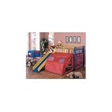 Multicolor childrens loft bed with slide and tent