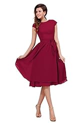 A-line  Lace Cap Sleeves Knee Length Chiffon Evening Dress/Mother-of-the-Bride Dress/Prom Dress/Party Dress/Wedding Dress  With a Bow(s)